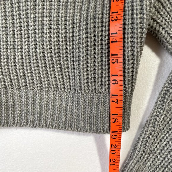 H&M Divided Ribbed Knit Wrap Cardigan Sweater Size M Gray Cropped - Picture 8 of 14